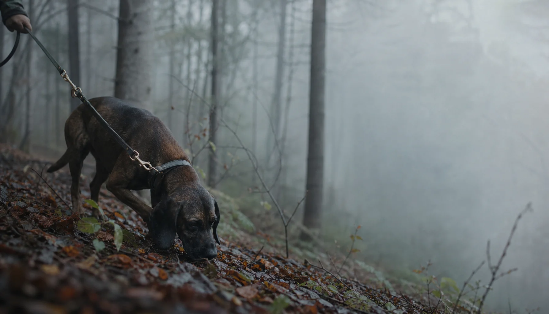 Schweisshund auf der Fährte